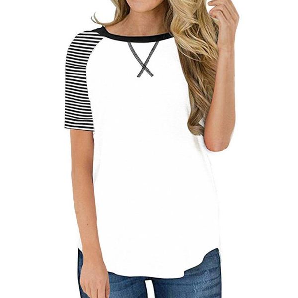 

sports tshirt women summer short-sleeved casual stripes printing stitching sports yoga loose t-shirts plus size fitness tee, Black;blue