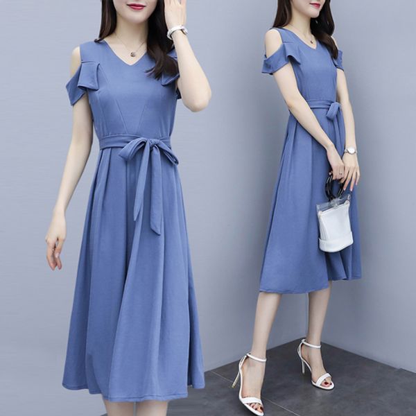 

hollow out off shoulder v-neck vestidos vintage sweet elegant summer dresses high waist patchwork plus size robe femme, Black;gray