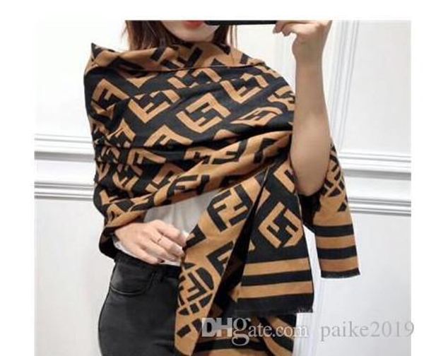 

spring wool winter scarf 2019 women letter shawl scarf fashion long neck ring christmas gift wholesale 180x65cm seller, Blue;gray