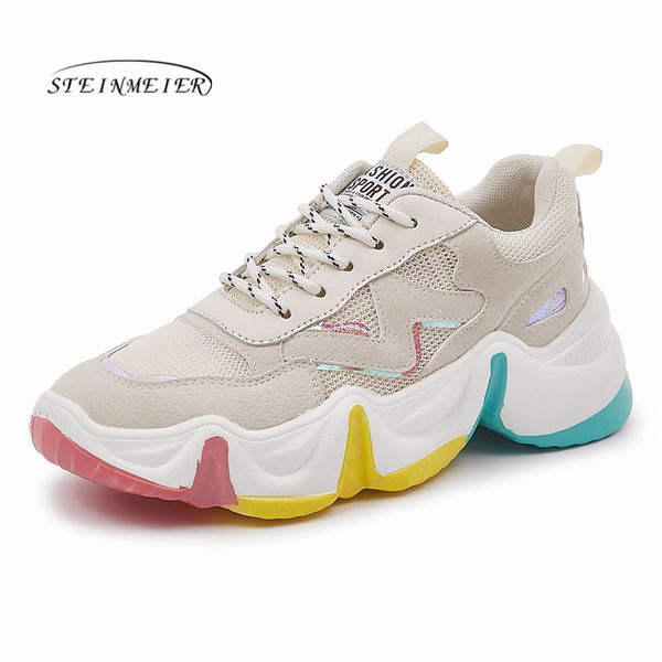 

steinmeier platform sneakers spring casual shoes vulcanized sneakers for women increased lace up autumn ladies shoes 2020, Black