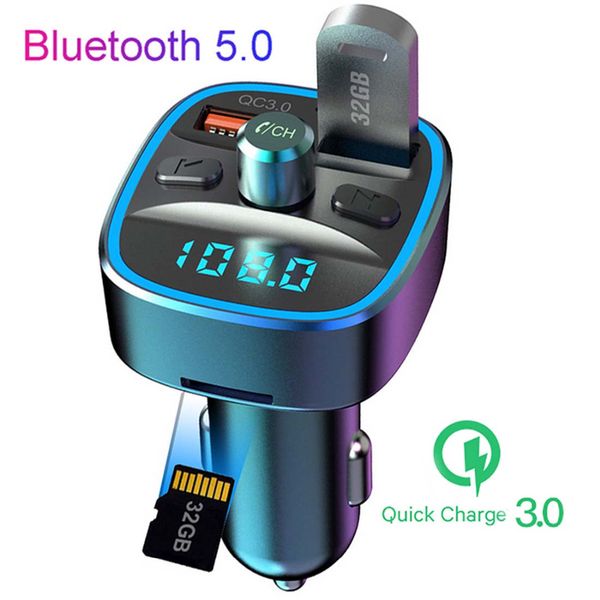 

jinserta bluetooth 5.0 fm transmitter car kit handswireless auto mp3 player quick charge qc3.0 usb charger radio modulator