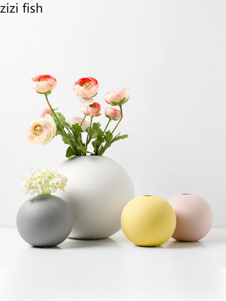 

creative ceramic vase crafts artwork round flower vase ornaments plant holder home decoration accessories wedding gifts