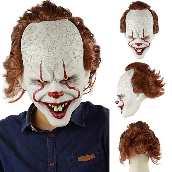 

stephen king joker mask silicone movie full face horror clown latex mask halloween party masks horrible cosplay prop an2657