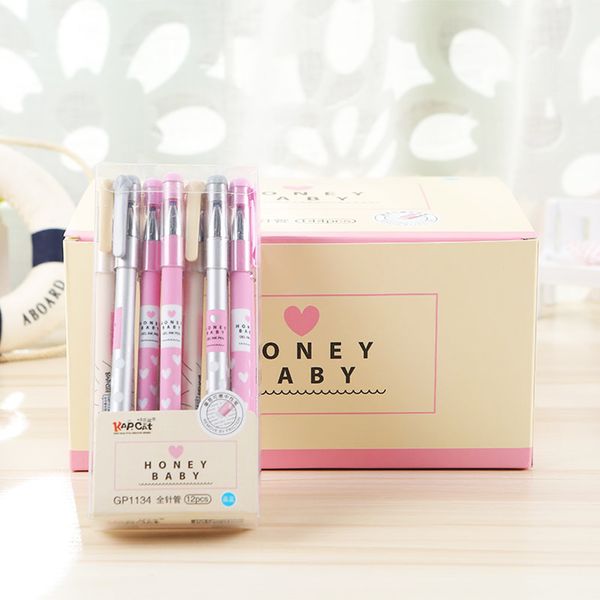 

4pcs/lot heart dots erasable pen blue black ink magic ballpoint pen 0.38mm for school office writing supply kids stationery