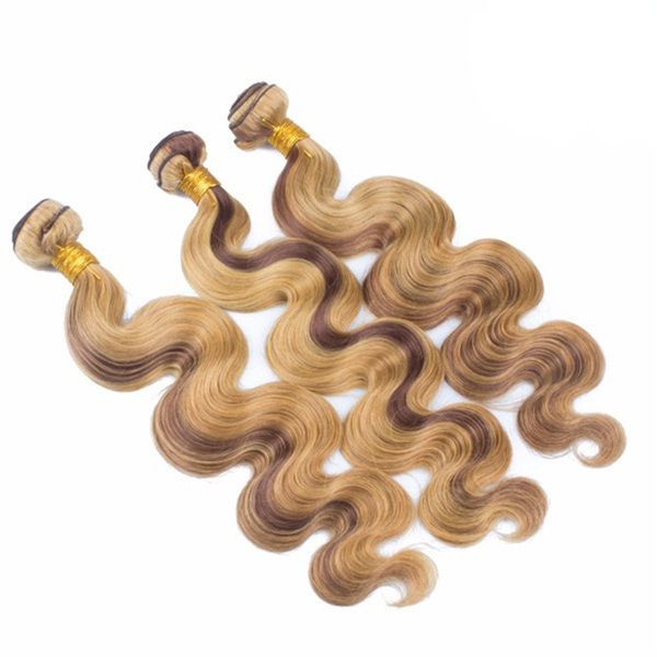 

brazilian virgin human hair weaves 4 27 ombre piano color hair extensions 3 bundles deals mix color brown honey blonde hair wefts, Black;brown