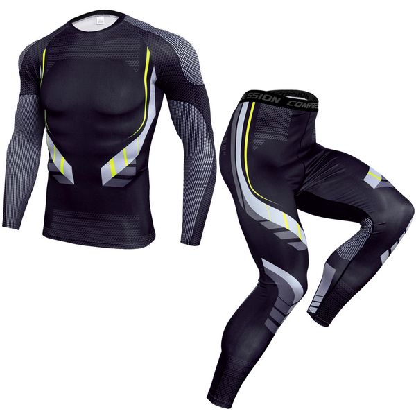 

Mens Exercise & Fitness Clothing Men Two Pieces Yoga Suit Quick Dry Shirts + Stretch Pants Casual Mens Thin Sports Tracksuits Size S-3XL