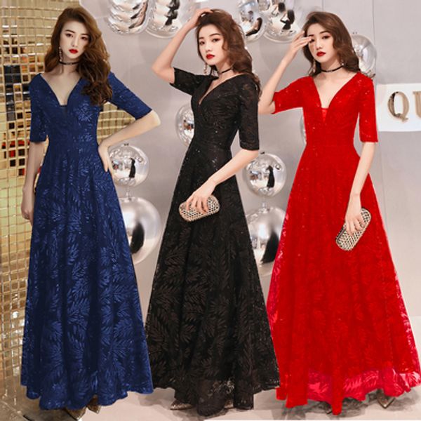 

evening dress 2020 new elegant fashion banquet party party dress simple and elegant temperament long skirt, White;black