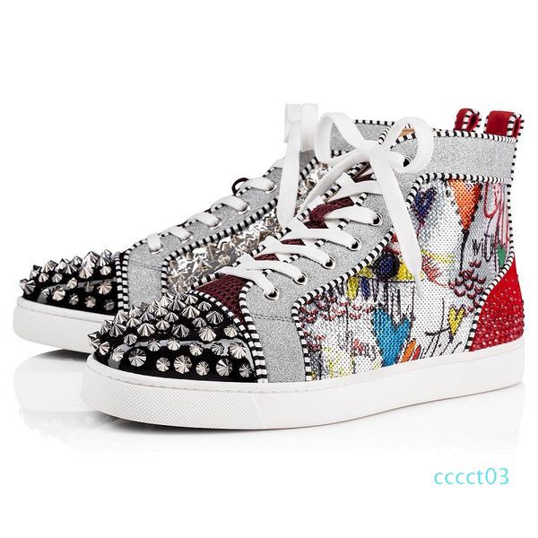 

new designer shoes studded spikes fashion red suede leather mens womens flat bottoms luxury party lovers sneakers size 36-46 with box 3ct, Black