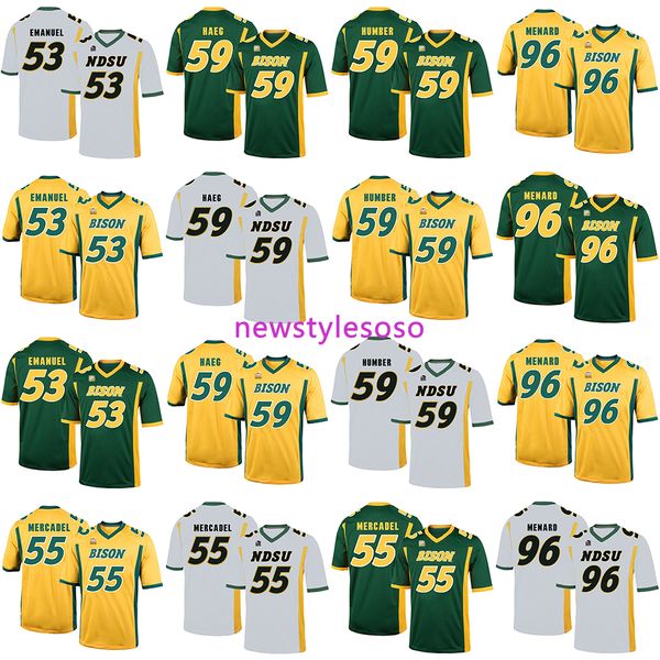 

2019 ncaa football north dakota state bison 53 emanuel 59 haeg 59 хамбер 96 менар 55 mercadel трикотажных изделий, Black;red
