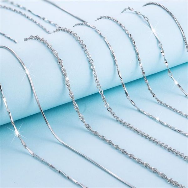 

kofsac many types 1mm 40/45cm 925 sterling silver chain necklaces for women men diy snake chain wholesale jewelry accessories
