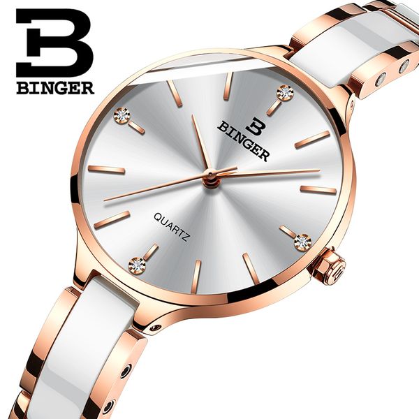 

ceramic watch fashion casual women quartz watches binger wristwatches girl elegant dress clock womens, Slivery;brown