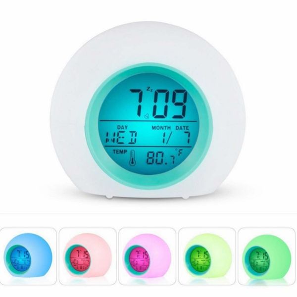 

creative 7 colorful round digital lcd display alarm clock natural sound backlight ball children's alarm clock