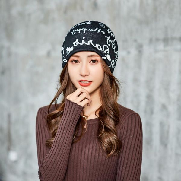 

fashion letter print beanie hat women men warm winter hats hip-hop beanies