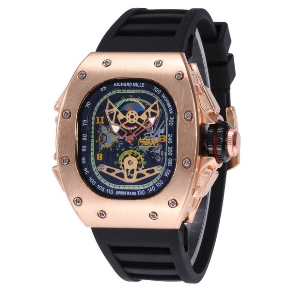 

sell new luxury quartz men's ghost head hollow needle buckle fashion skeleton ghost dial mens quartz watches ing, Slivery;brown