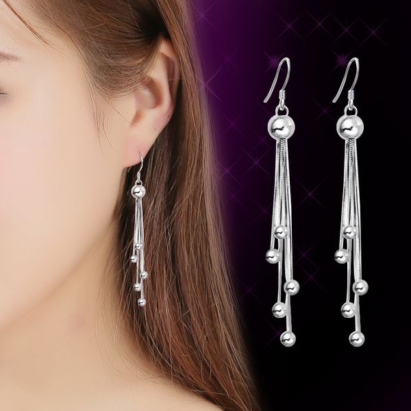 

2020 cash retro female long tassel earrings fashion earrings trend bead tassel earrings, Silver