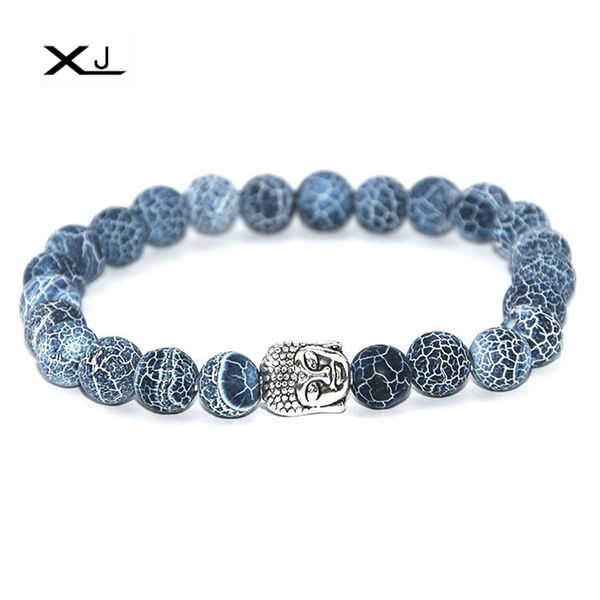 

natural stone beads charm bracelet with buddha head alloy bracelets bangles women yoga prayer bracelet buddhist women's gift, Black