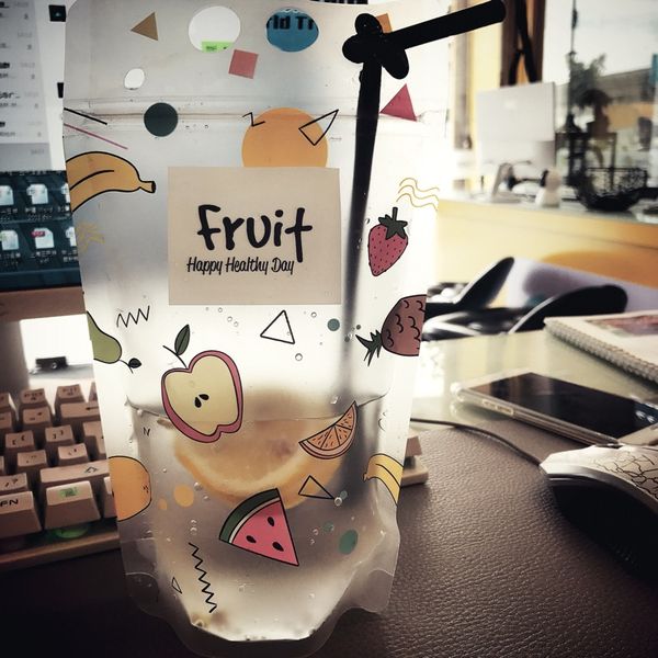 

100pcs matte juice beverage bag 350ml 500ml zip lock plastic bag disposable protbale flower creative seal pouch