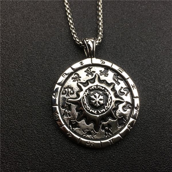 

nordic mythology sun god pendant necklace for men viking amulet necklace fashion punk boy gift, Silver