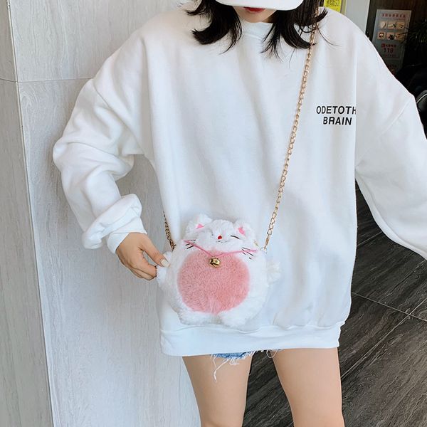 

soild цвет panda lucky cat плюшевые куклы сумки для женщин 2020 crossbody lady travel кошельки и сумки сумки на ремне
