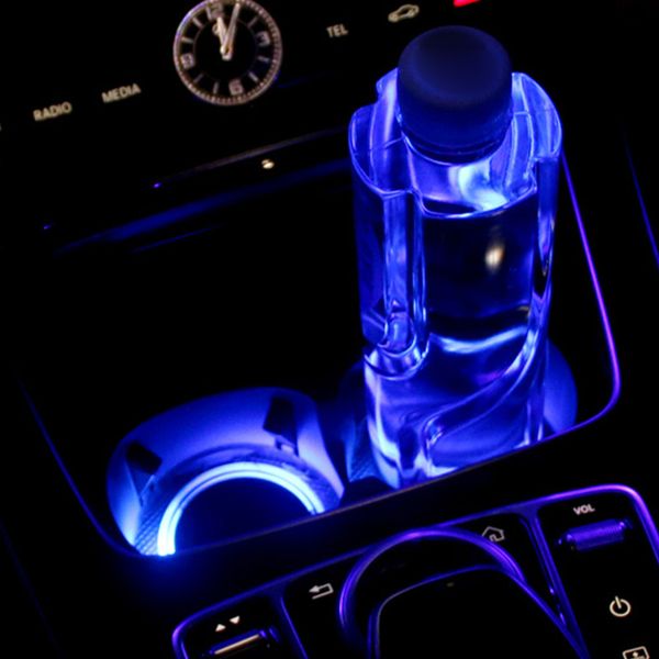 

universal car anti slip mat waterproof solar led cup bottle drinks holder pad coaster usb car charger mats nj88
