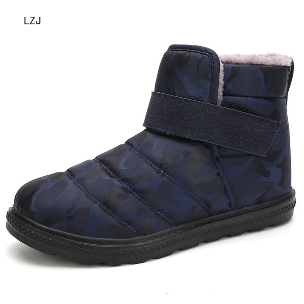 

new fashion mens winter boots warm fur footwear male snow boots waterproof slip on men shoes breathable 2019 plus size, Black
