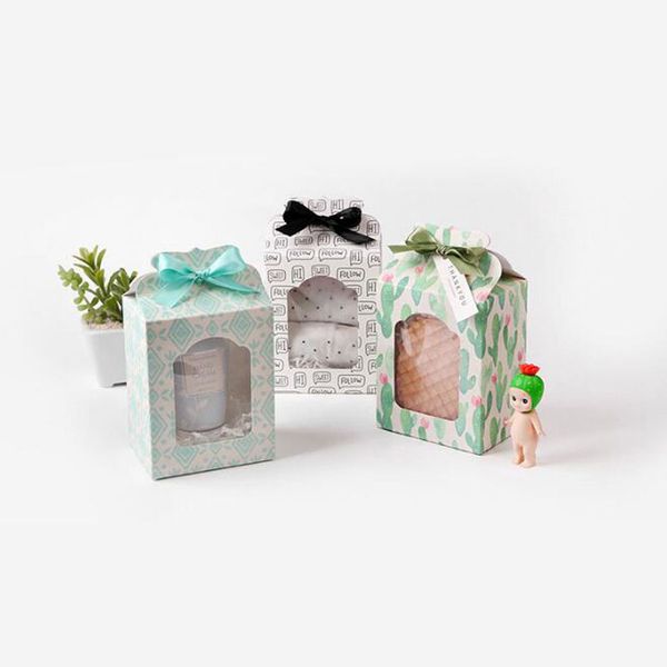 Bonito Cactus Caixa De Papel De Casamento Favor Decoração Do Partido Do Bolinho De Chocolate Macaron Mel Jam Jam Jar Embalagem Caixa De Presente Caixas QW9780