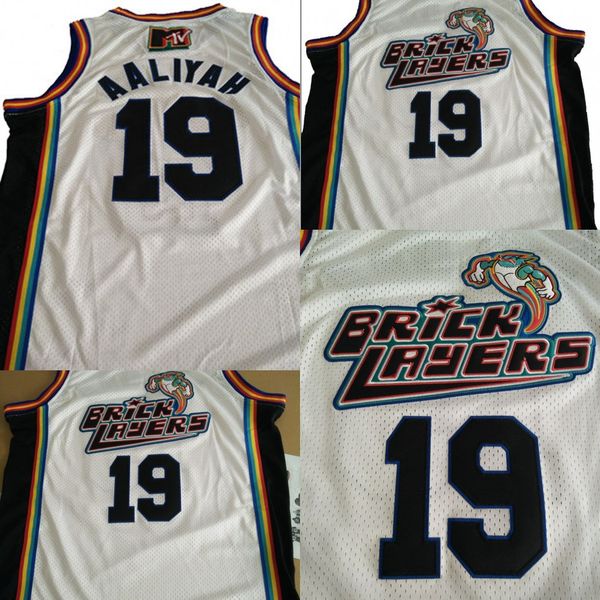 

moive #19 aaliyah jersey 1996 mtv rock jock men basketball jerseys team white color sport 100% stitched jerseys, Black