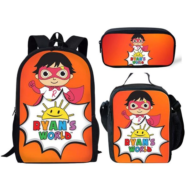 

thikin ryan's world print backpack for teenage boys girls student school bags youtube stars 3pcs/set children daily bags mochila