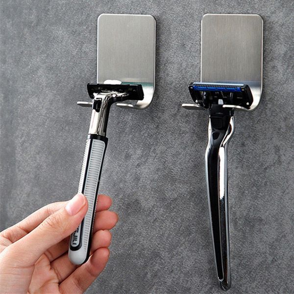 

1pc stainless steel punch-razor holder men's shaving razor holder storage rack bathroom hook storage box