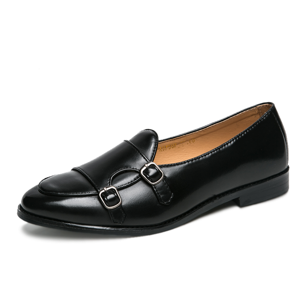 

mens shoes casual plus size leather fashion dress men loafers, Black