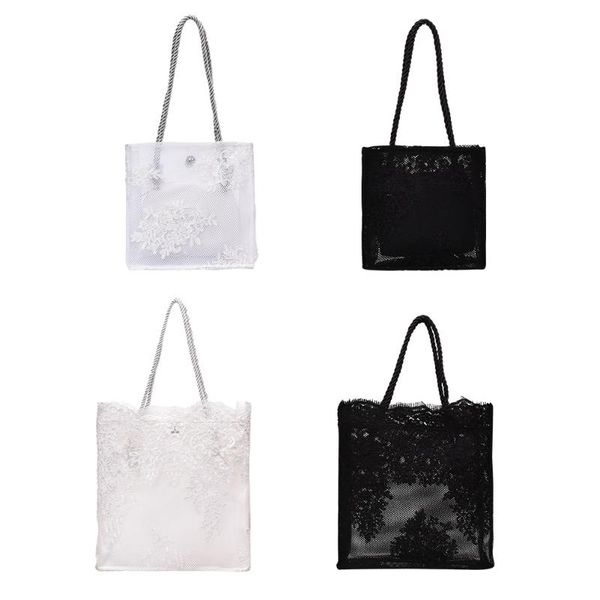 

women fashion lace tote bag female nylon shoulder fashion holiday beach handbag for outdoor shopping traveling ornaments