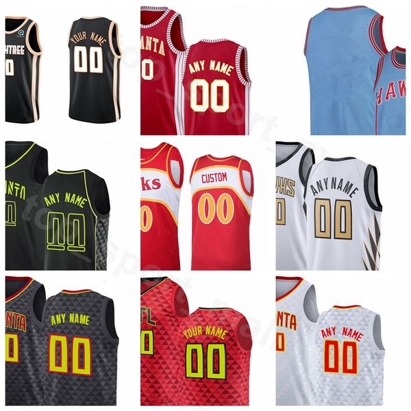 

screen print basketball clint capela jersey trae young deandre hunter john collins cam reddish deandre bembry city finished earned edition, Black;red