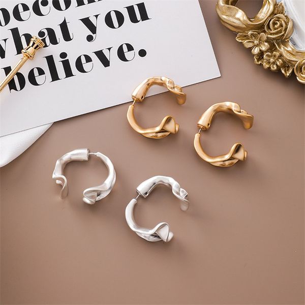 

korea elegant fashion gold silver color circle geometric hoop earrings for women girl round ear jewelry statement earrings gift, Golden;silver