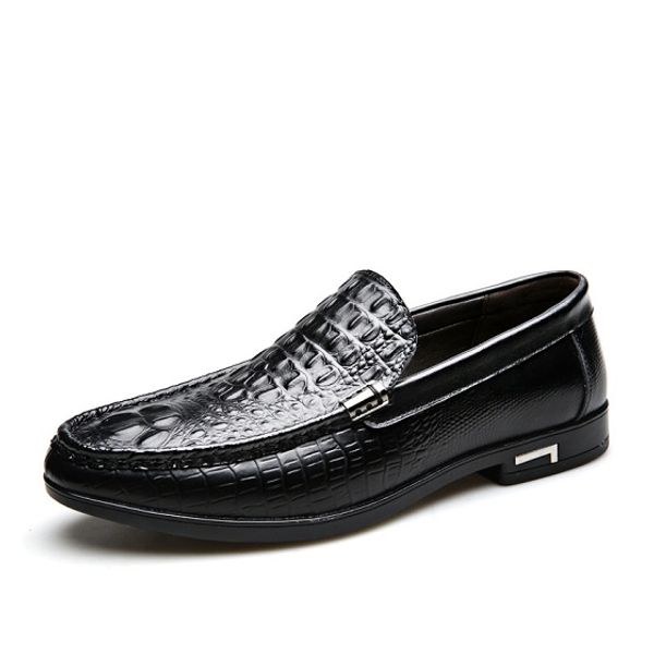 

casual dress shoes men's commercial leather shoes wholesale design and custom factory platform famous brand new pattern designer shoes, Black
