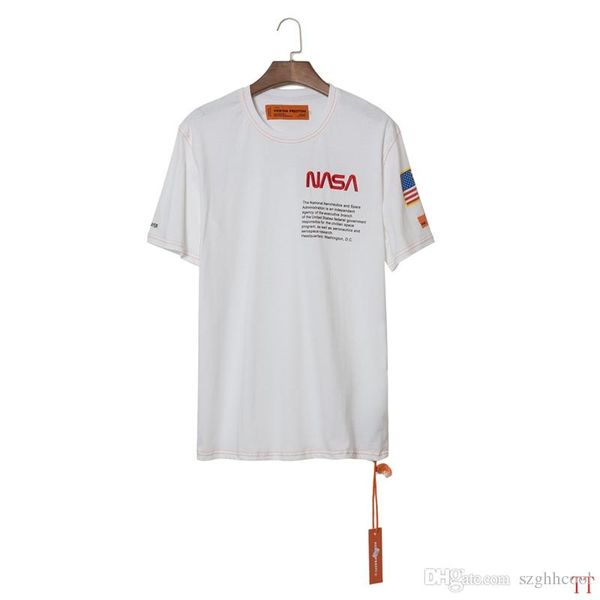 

19SS Fashion Heron Preston T Shirt Mens Summer T Shirts Emboridered American Flag Crewneck Casual Tops Many Color