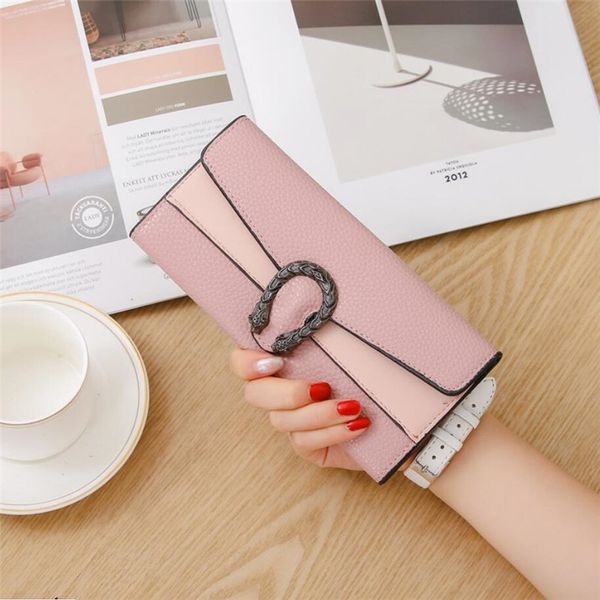 

fashion buckle wallet women's purse wallet card holder female clutch long purse multi-card luxury designer lady coin purses, Red;black