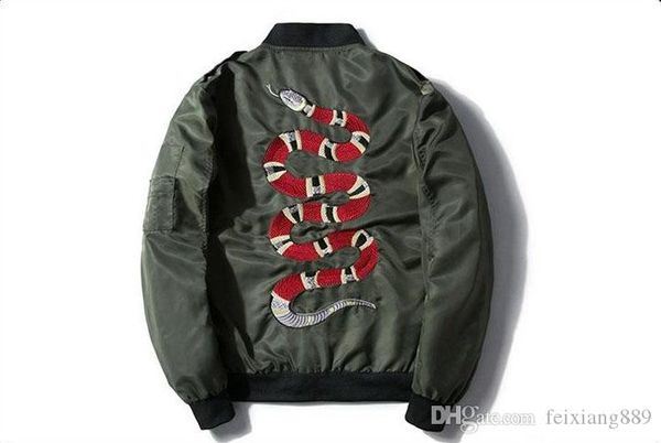 

2018 autumn winter men women embroidery jacket loose cobra baseball snake embroidered men's jacket size m-3xl,3 colour in stock