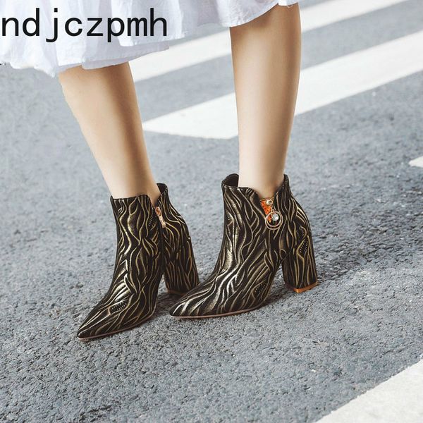 

women's boots new autumn and winter pointed color matching zipper high heel short tube women's shoes plus size 32-44 9.5cm high, Black