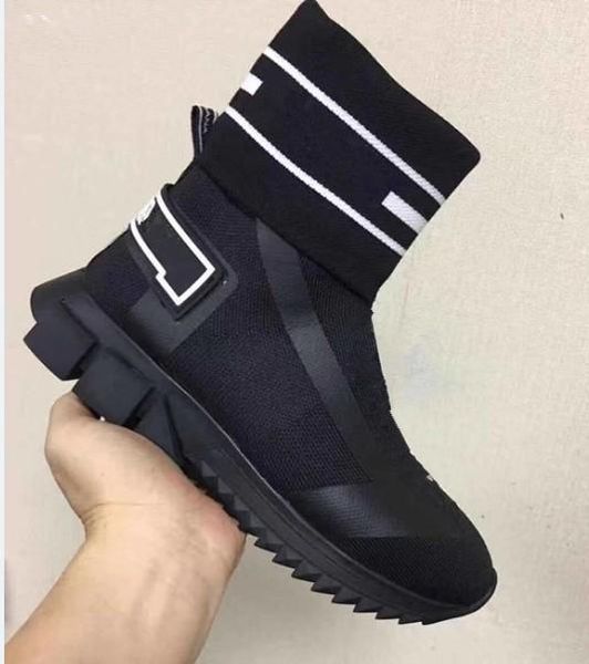 

brand design sorrento high-sock sneakers, stretch-knit trainer boots slip-on women fashion casual ankle boots big size k2, Black