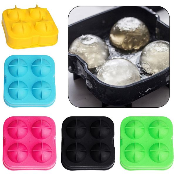 4 löcher Whiskey Ice Cube Ball Maker Form Form Trinken Wein Tablett Ziegel Runde Bar Zubehör Hohe Qualität Zufällige farbe