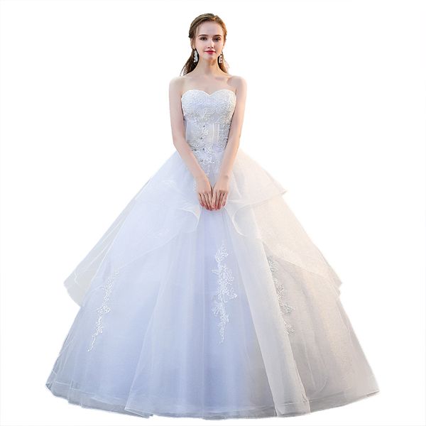 

взъерошенные органзы бальное платье милая свадебные платья с кружевными аппликациями 2019 длина пола свадебные платья novia, White