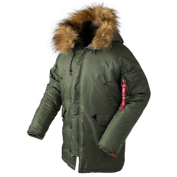 

2019 winter n3b puffer jacket men long canada coat fur hood warm trench camouflage tactical bomber army korean parka, Black