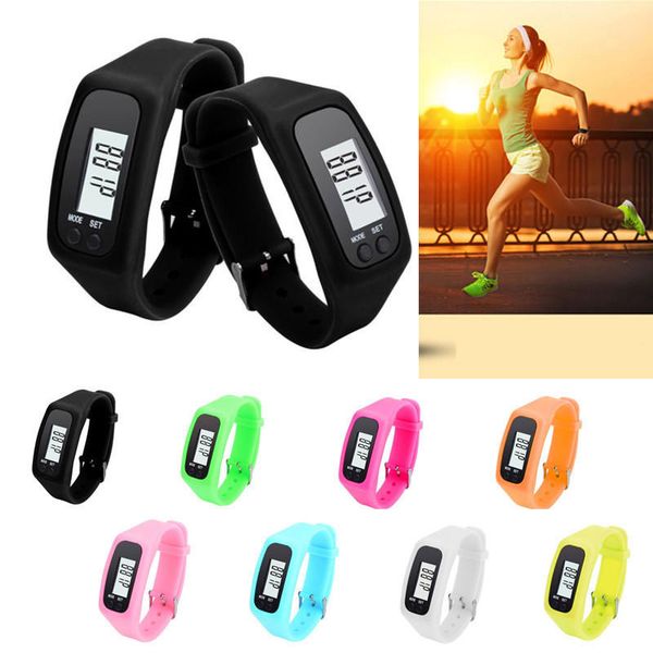 

digital lcd silicone display lcd pedometer running exercise fitness walking distance calorie counting sports watch