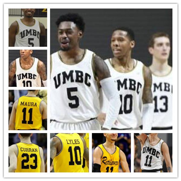 

NCAA College Basketball 10 Jairus Lyles 11 KJ Maura 5 Jack Schwietz 23 Max Curran Yellow white stitched Jersey free shipping S-4XL