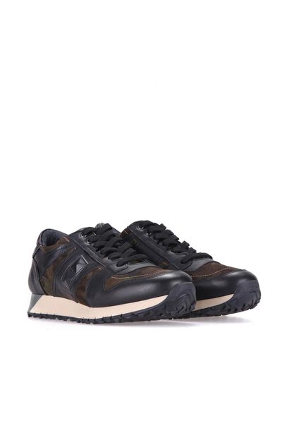 

derimod genuine leather khaki men 's sneaker, Black