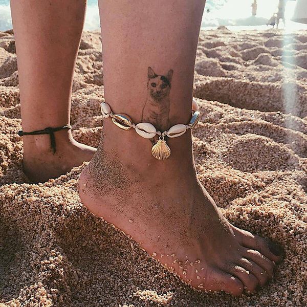 

fashion silver gold shell anklet women natural shell beach barefoot bracelet ankle on leg ankle strap boho foot jewelry, Red;blue