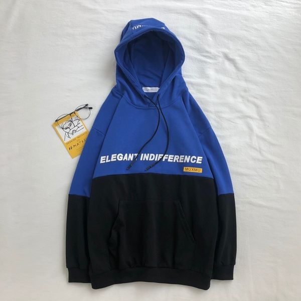 

large size autumn new style hong kong style mixed colors hoodie men's students couples printed letter casual coat, Black