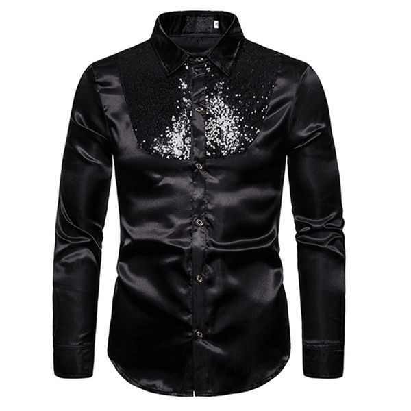 2021 Stylish White Silk Satin Shirt Men Chemise Homme 2020 Casual Long ...