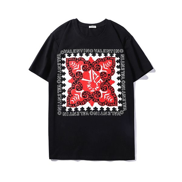 

новые мужчины женщины дизайнер бренд одежды лето мужская футболка топ бренд экипаж шеи рубашка валентина повседневная тройники размер s-xxl, White;black