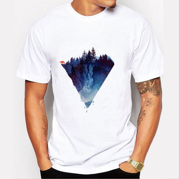 

2019 new fashion iceberg print t-shirt men mountain design t shirts casual cool mens shirts short sleeve trend clothing, White;black